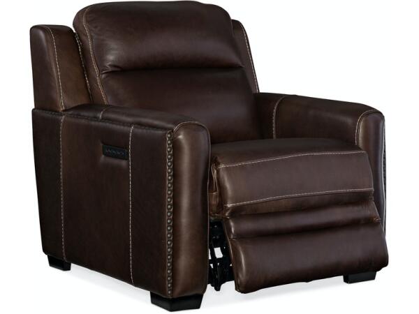 Lincoln Power Dark Brown Recliner w/ Power Headrest & Lumbar Recline Recliners Hooker Furniture 9