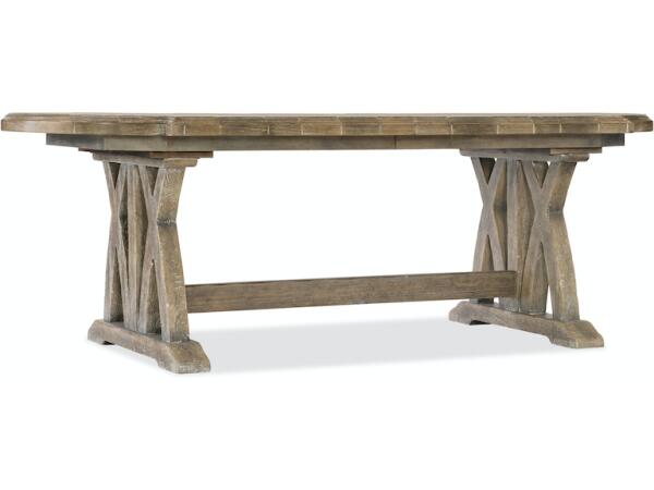 Boheme Colibri 88in Trestle Dining Table w/1-20in Leaf Dining Tables Hooker Furniture
