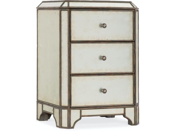 Arabella Mirrored Three-Drawer Nightstand Chests Hooker Furniture