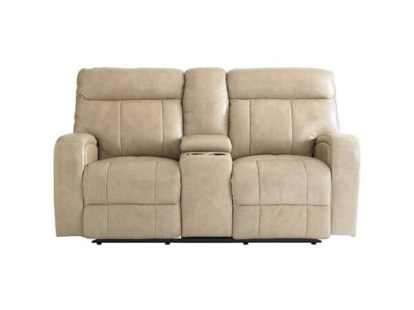 Beaumont Loveseat w/Power & Console Loveseats Bassett Furniture