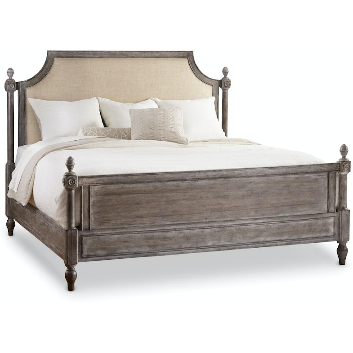 True Vintage King Fabric Upholstered Poster Bed Queen Fabric Upholstered Poster Bed - Image 1