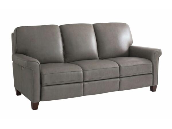 Club Level Dixon Power Motion Sofa in Granite Leather Sofas Bassett Furniture