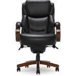 Delano Big & Tall Executive Office Chair, Black with Mahogany Wood Office Chairs Customizable 4