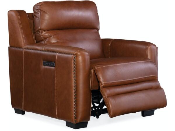 Lincoln Power Light Brown Recliner w/ Power Headrest & Lumbar Recline Recliners Hooker Furniture 6