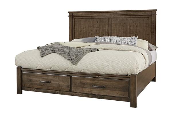 Artisan & Post Cool Rustic Mink Manison Bed with Footboard Storage Beds Vaughan Bassett