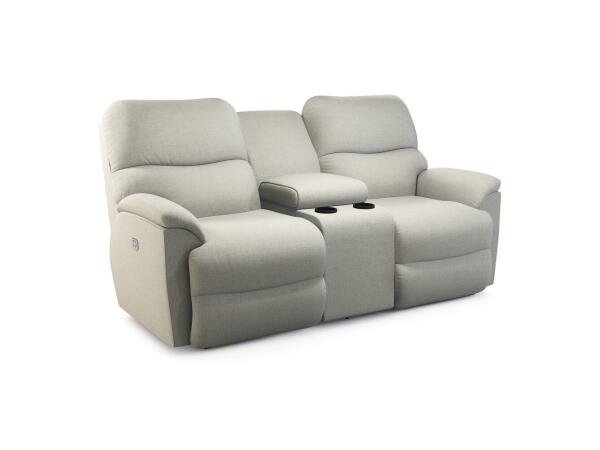 Trouper Power Reclining Loveseat w/ Headrest & Console Loveseats Customizable