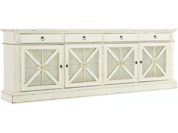 Sanctuary Grand Premier Entertainment Console Blanc Entertainment Stands Hooker Furniture