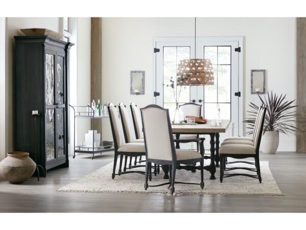 Ciao Bella 84in Trestle Table with 2-18in Leaves in White/Black Dining Tables Hooker Furniture 10