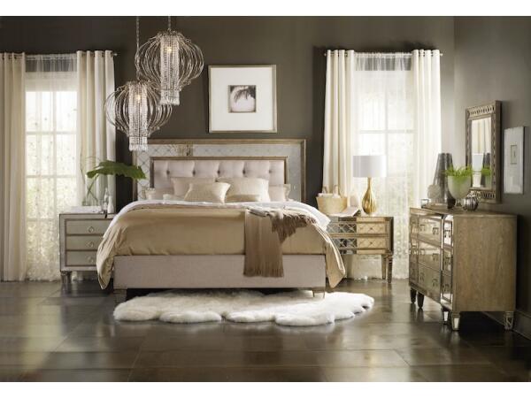 Sanctuary King Mirrored Upholstered Bed Beds Customizable 5