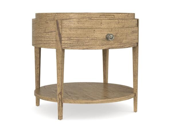 Woodridge Round End Table in Sierra Brown End tables Bassett Furniture