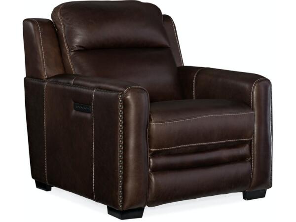 Lincoln Power Dark Brown Recliner w/ Power Headrest & Lumbar Recline Recliners Hooker Furniture