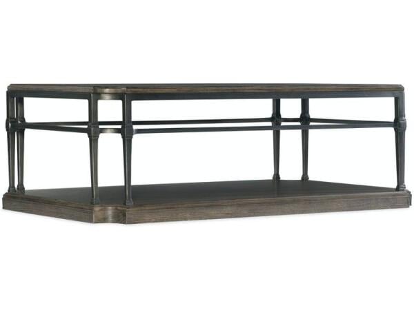 Woodlands Rectangular Cocktail Table w/ Metal Cocktail & Coffee Tables Hooker Furniture