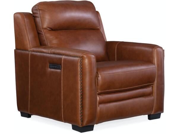 Lincoln Power Light Brown Recliner w/ Power Headrest & Lumbar Recline Recliners Hooker Furniture 5