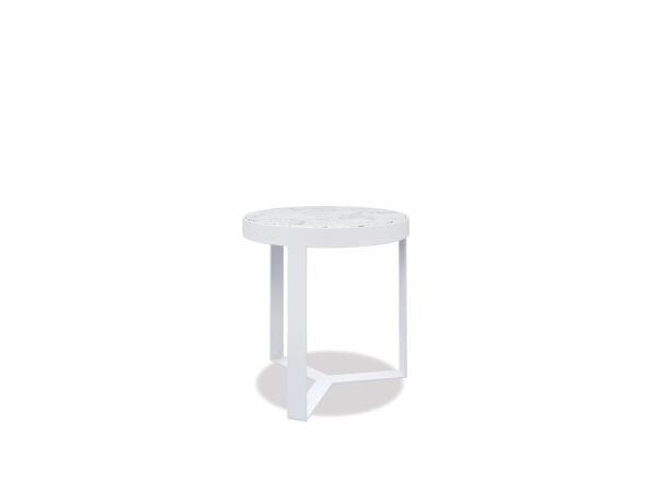 18″ Honed Carrara Round End Table Outdoor Tables Sunset West