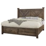 Artisan & Post Cool Rustic Mink X Bed with Footboard Storage
