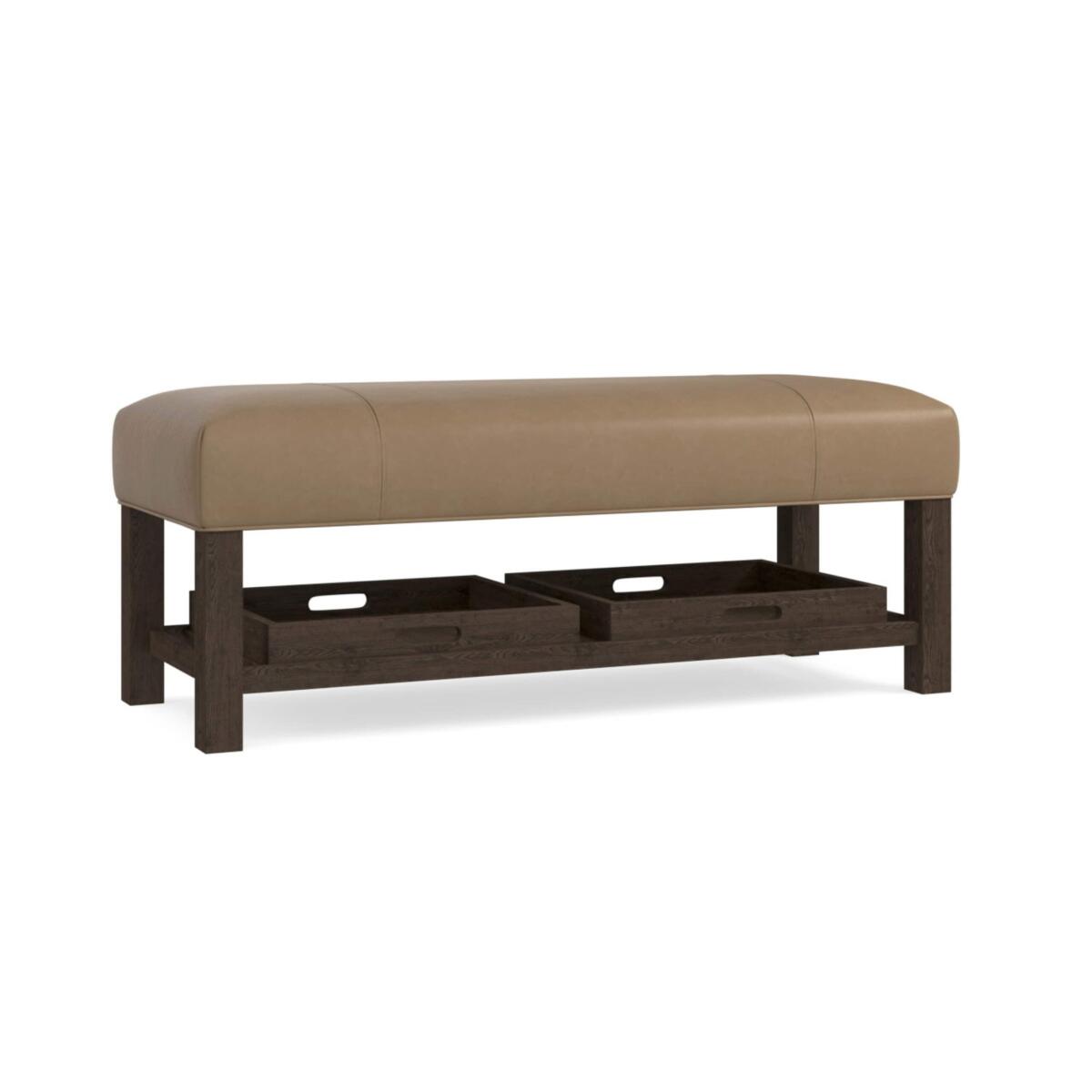 Lenoir Leather Bench with Trays Lenoir Leather Bench with Trays - Image 1