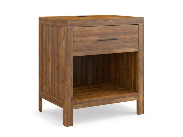Benchmade Midtown Maple Bedside Table W/Charger Nightstands Bassett Furniture