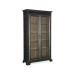 Living Room Sanctuary Glass Bunching Curio-Ebony Antiqued Oak Dining Storage Brown 10