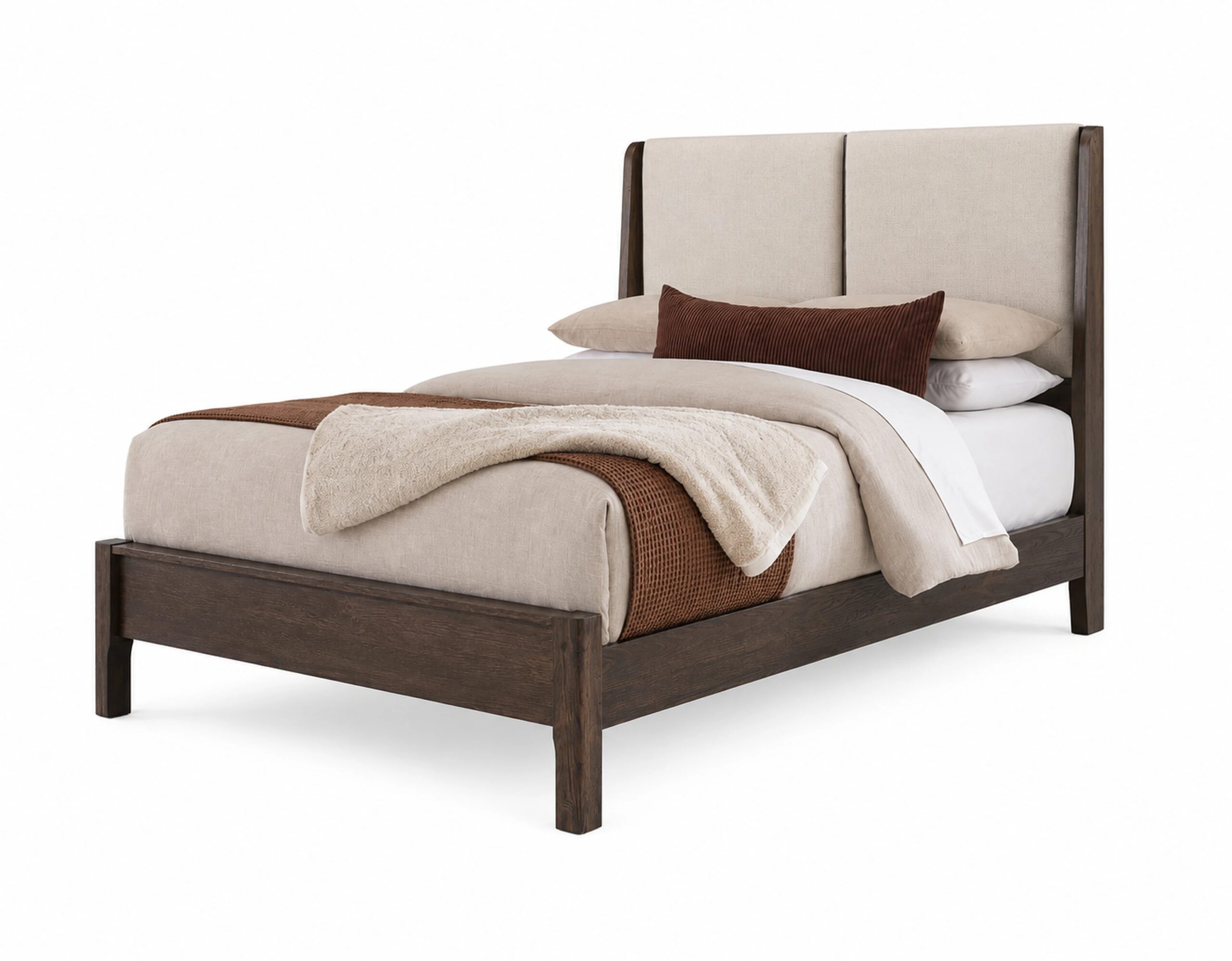 Queen Shelter Uph Bed-Ecru