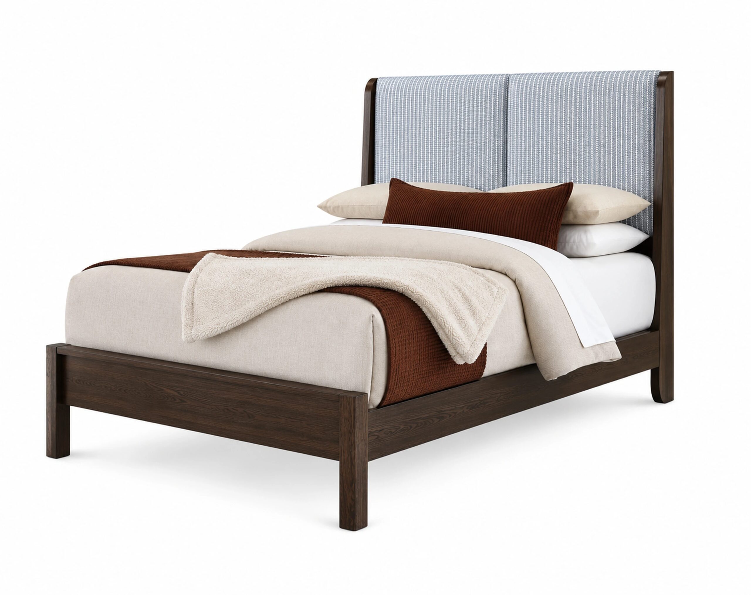 King Shelter Uph Bed-Navy Stripe